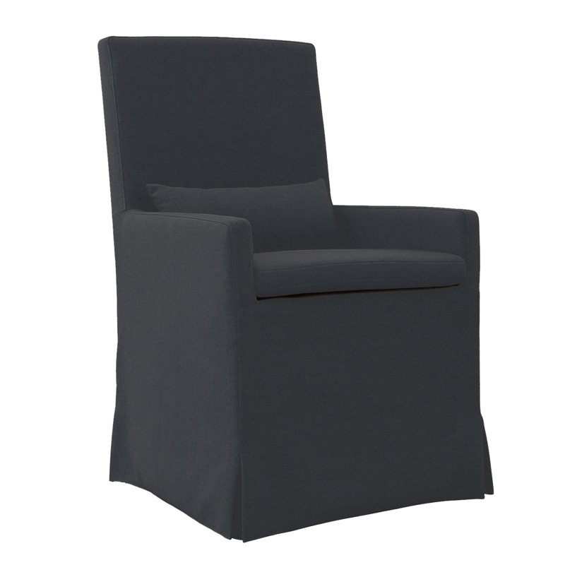 19'' H Upholstered Armchair, With Caster, Charcoal Gray
