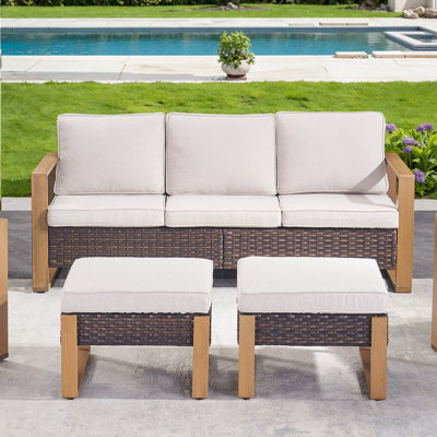 Kelyse Haaniya 75'' Wide Outdoor Reversible Patio Sofa with Cushions