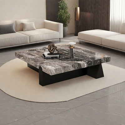 Light luxury square rock panel coffee table