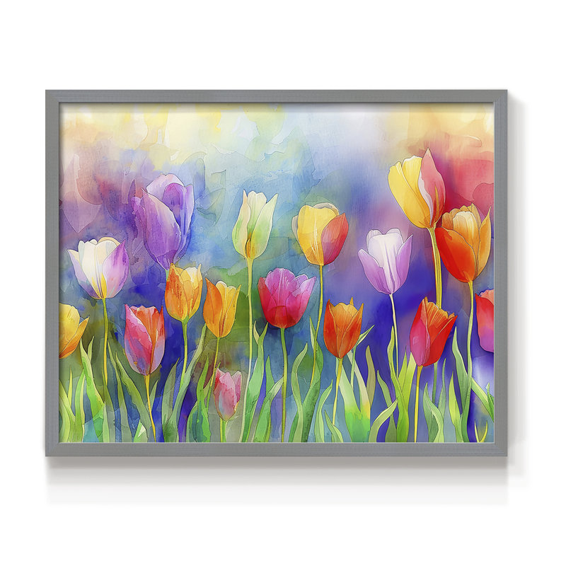 Floral Series-C -Framed Print - Restickable, 11" H x 14" W, Gray