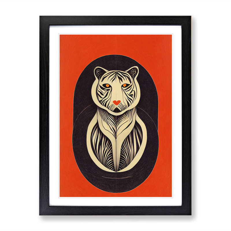 Tiger Nouveau No.2 - Framed Print, 64cm H x 46cm W x 2cm D, Black Framed