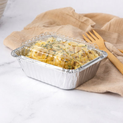 5Lb Oblong Pan 9.5” x 7” Disposable Aluminum With Dome Lids