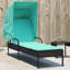Chaise longue Latitude Run® avec auvent en rotin de polyester noir-743067103