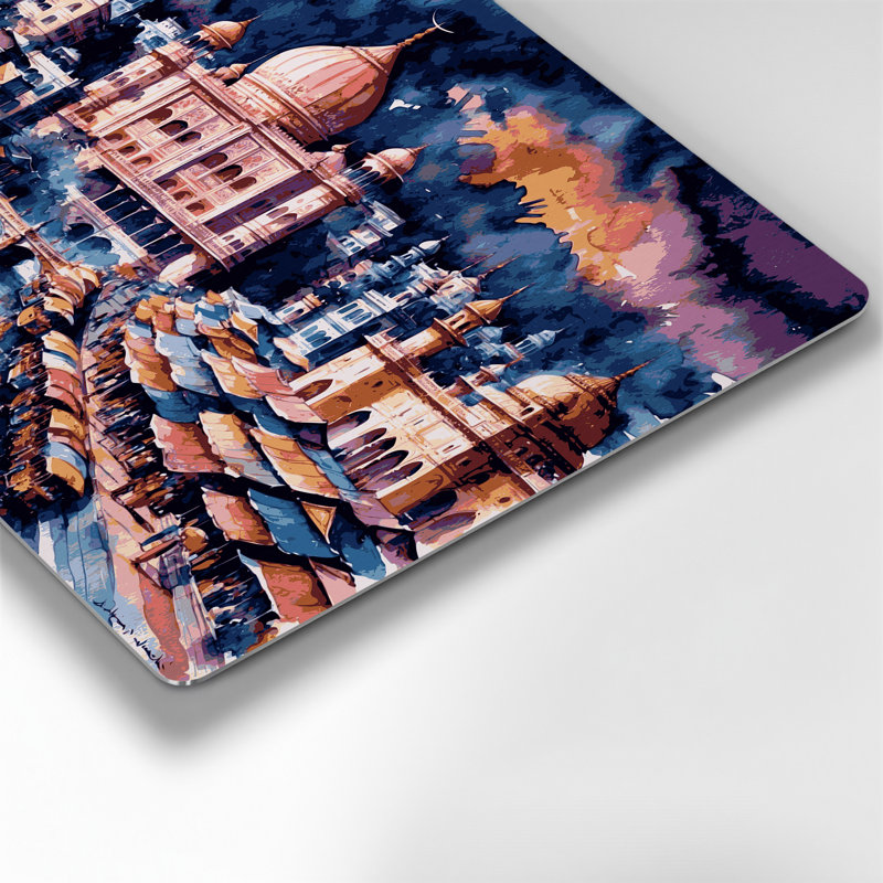 Art mural mauve en cités, villes, Dhaka, H 11 po x l 14 po