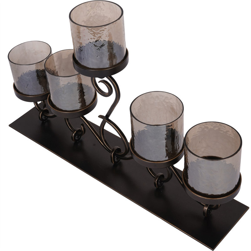 Iron Tabletop Hurricane, 5, 33 cm H x 51.5 cm W x 10.5 cm D