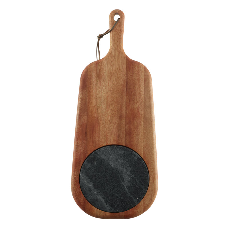 Rustic Mahogany and Stone Rectangular Cheese Board Set