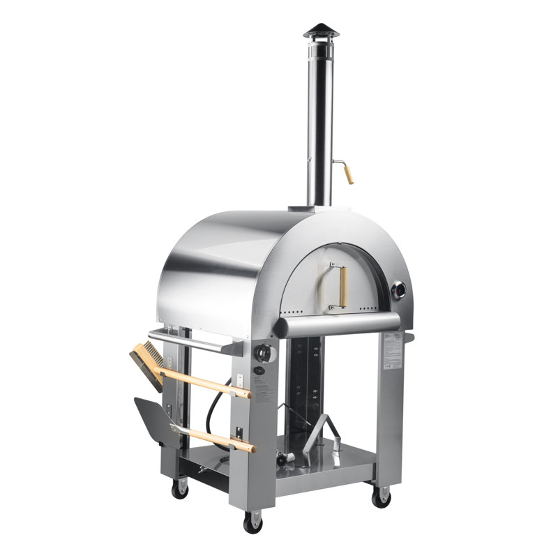 32-Inch Stainless Steel Dual Fuel Outdoor Pizza Oven with Casters