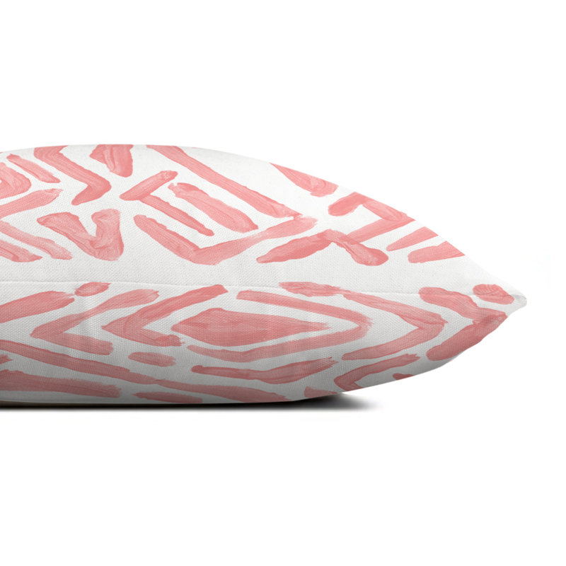 Abstract Outdoor Reversible Throw Pillow, Pink, 18" H x 18" W