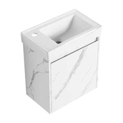 Armoire de salle de bain avec lavabo en céramique - Essentiels modernes et fonctionnels