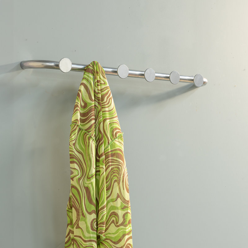 Retro Steel Wall 6 - Hook Coat Rack, Silver