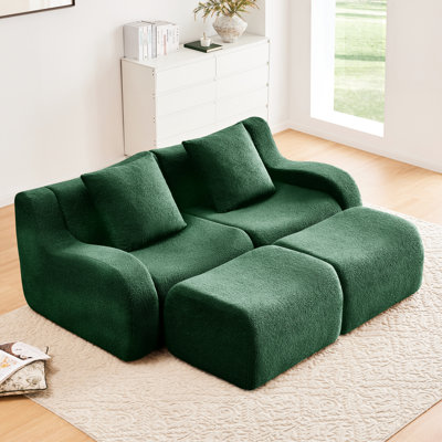 Ergonomic Support Sofa Teddy Fabric Modern Style Living Rooms