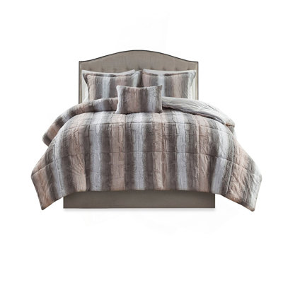 4PC Faux Fur Comforter Set
