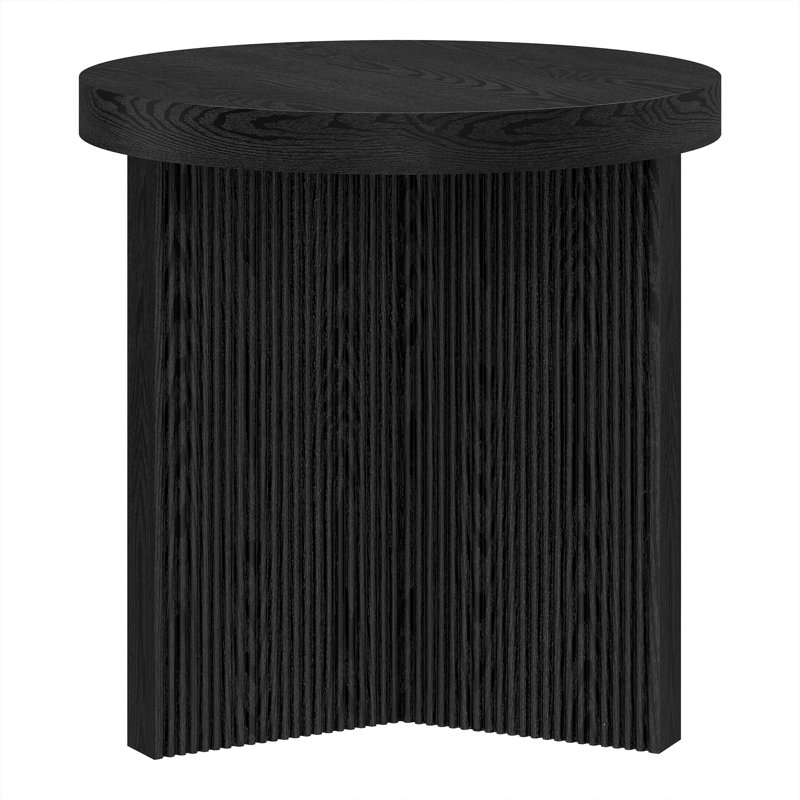 Brielle Pedestal End Table, Black, Espresso Wood