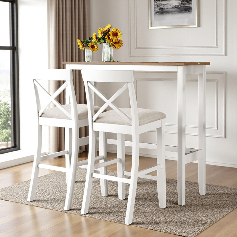 Plamenka 2 - Person Four Leg Dining Set, Cherry, White, White