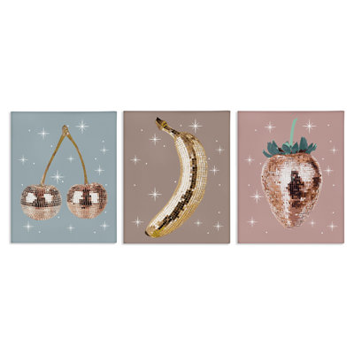 Ensemble de toiles 3 pièces Glam Disco Fruits, par Lil 'Rue