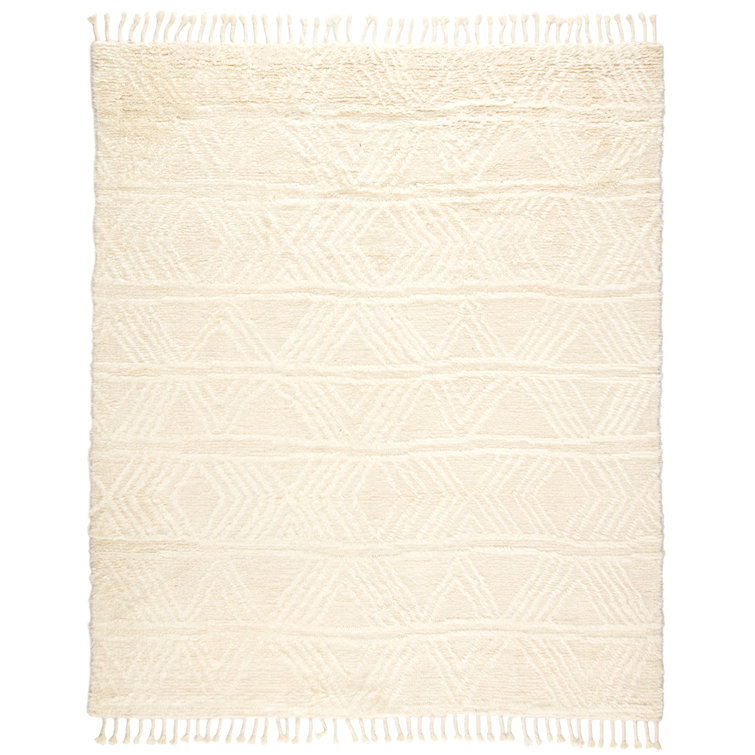Brima Geometric Hand-Knotted Wool Cream Area Rug