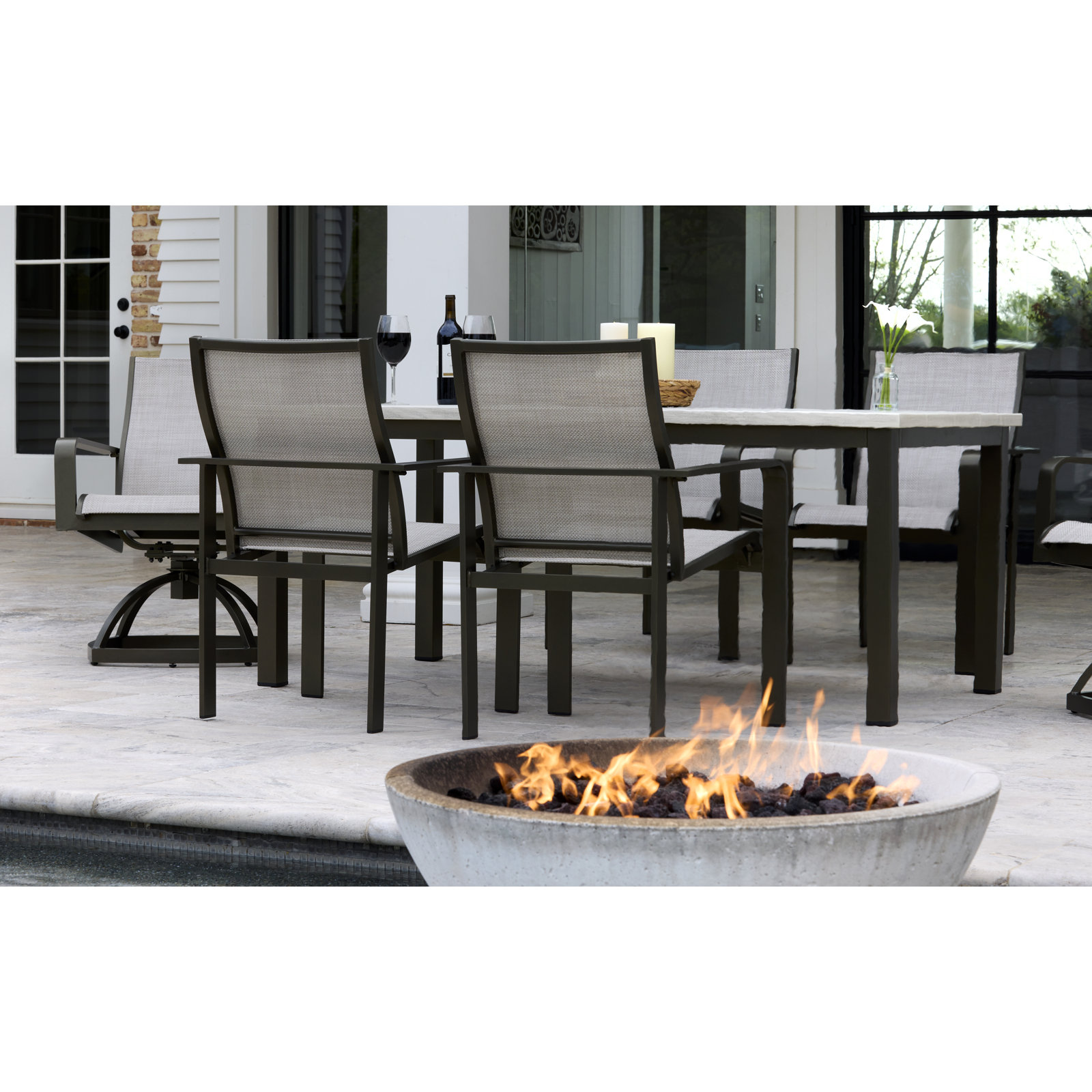 72" Patio Dining Set, Brown