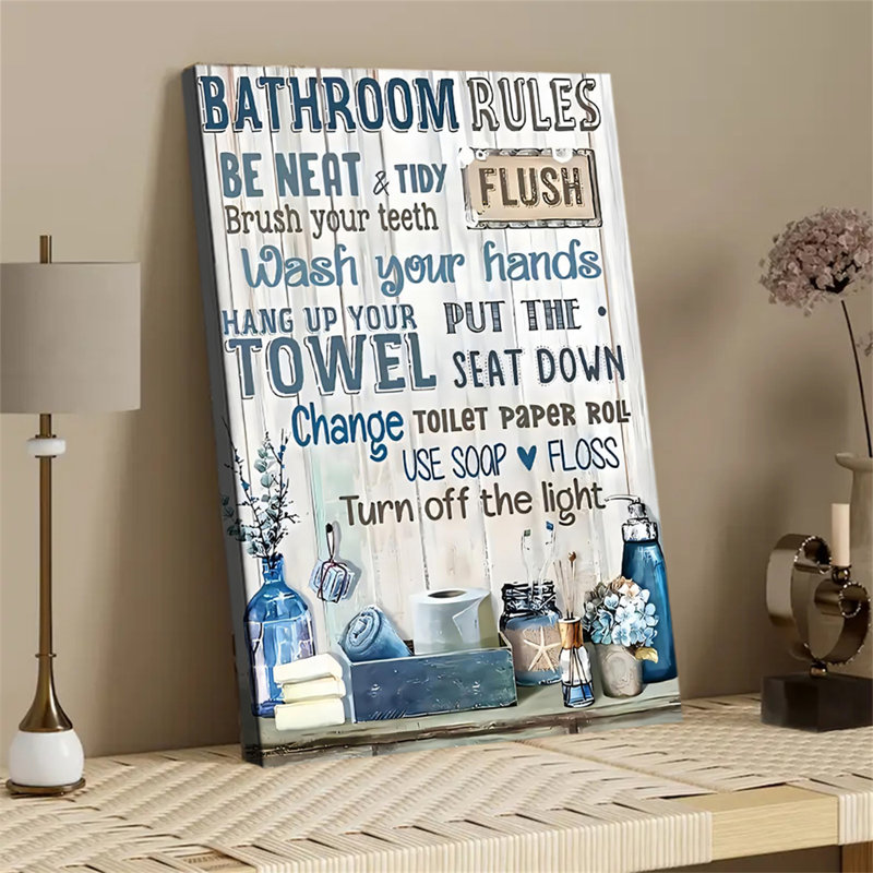 Affiche de salle de bain bleue, 12x18inch
