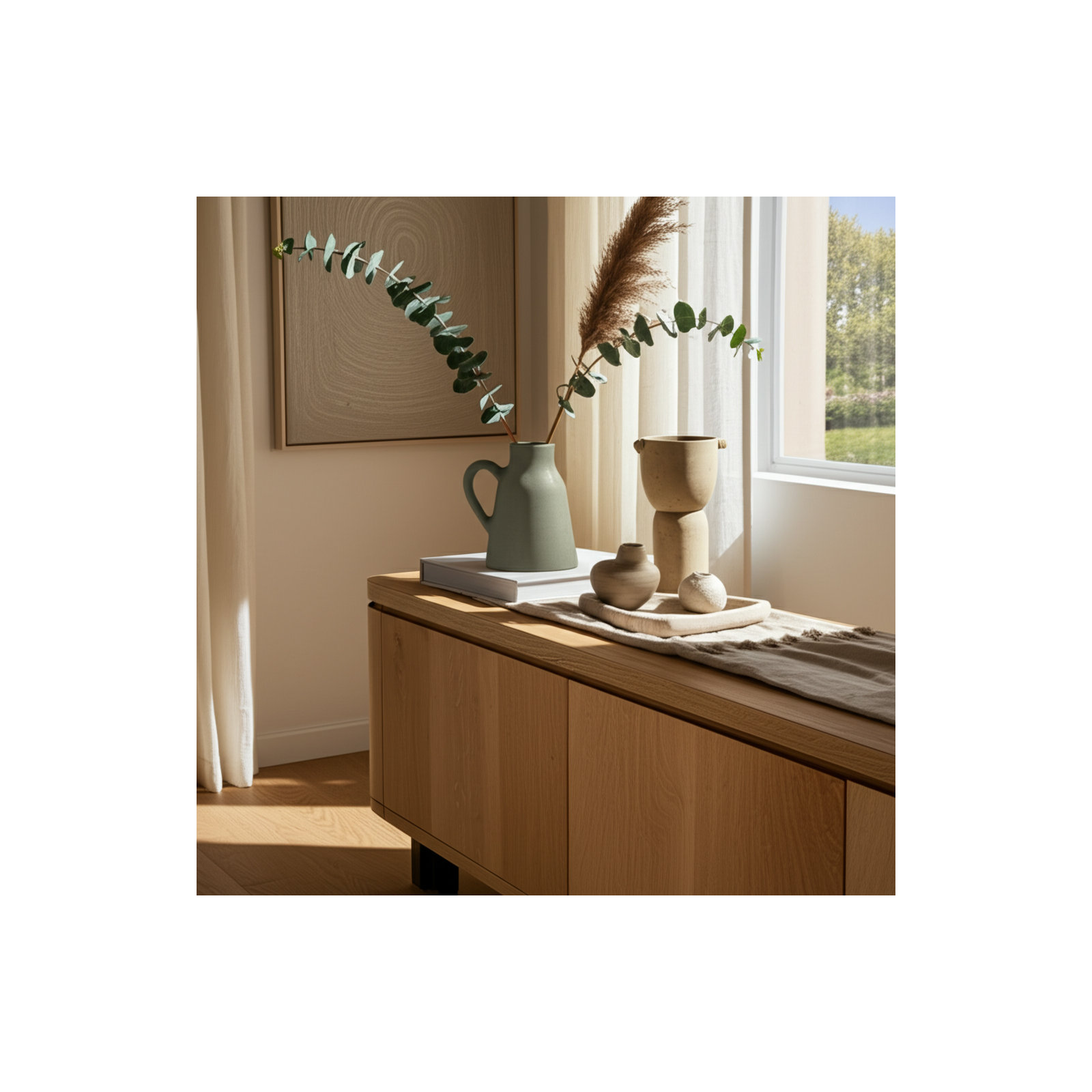 Anasta Handmade Terracotta Table Vase, Green, Overall Height - 8"