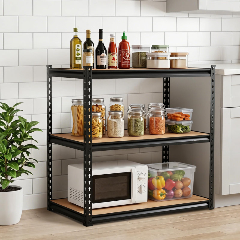 Étagère de cuisine robuste en acier au carbone 3 niveaux, P 17,72 po x L 35,43 po x H 35,91 po, Black 2