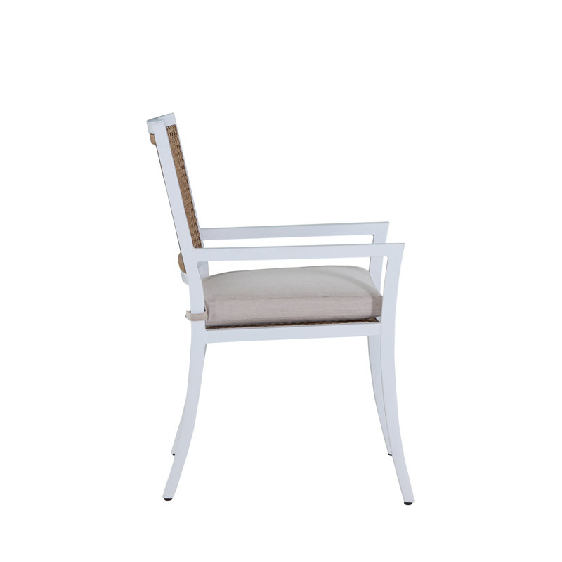 Bermuda Aluminum and Cane Arm Chair, Welt + Standard Fill, Intermix Bark, Chalk/Natural Cane