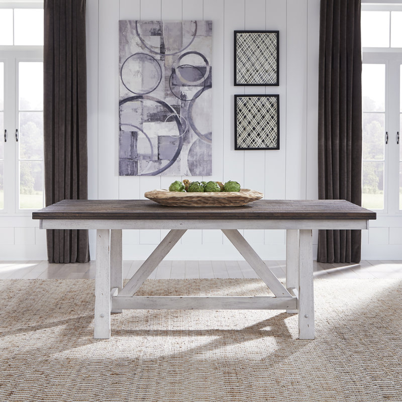  Scholten 5 Piece Trestle Dining Table Set w/ 4 Windsor Back Side Chairs