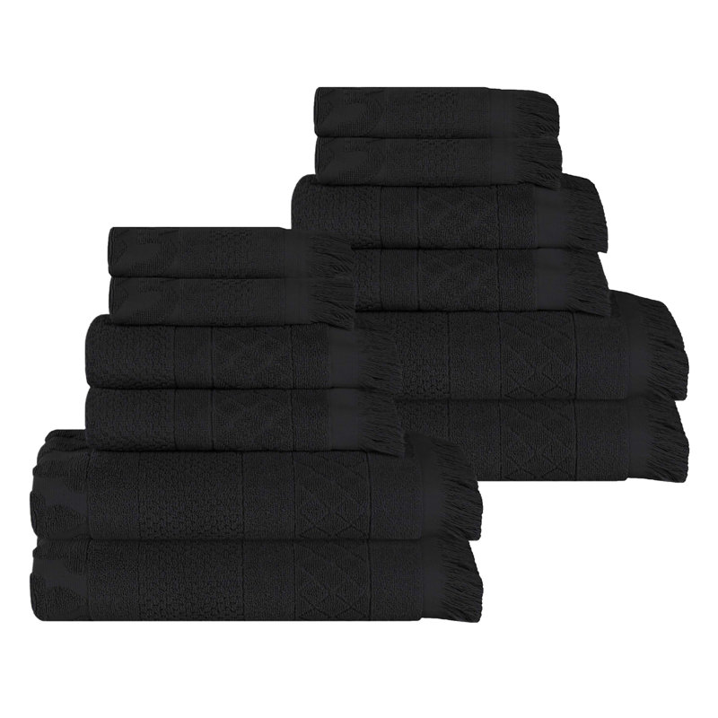 Serviette de bain Rolla, Noir, noir, noir, noir, Ensemble de serviettes 12 pièces