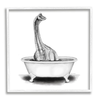 «Dinosaur Vintage Bathroom Tub», art giclée par Rachel Nieman