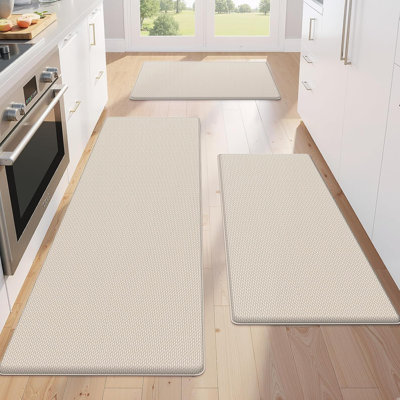 Tapis de cuisine pour plancher, tapis de cuisine 3 pièces, tapis anti-fatigue antidérapants pour plancher de cuisine, tapis d'évier imperméable, tapis de sol rembourrés et confortables pour bureau, kaki
