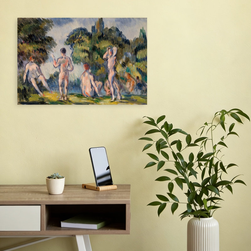 Bathers, 1890-94 Abstract Contemporary Landscape Summer Wall Art Print by Paul Cezanne - 1 Piece Wrapped Canvas Wall Art