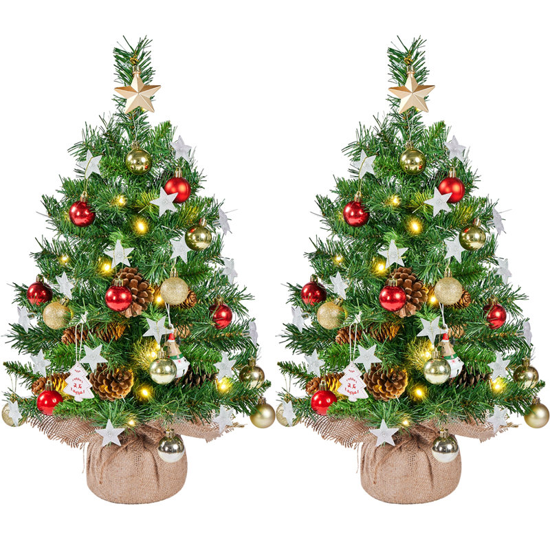 Lighted Artificial Christmas Tree, 2' H