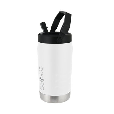 Bouteille d'eau isolée en acier inoxydable de 40 onces Brentwood GeoJug en noir avec couvercle sport