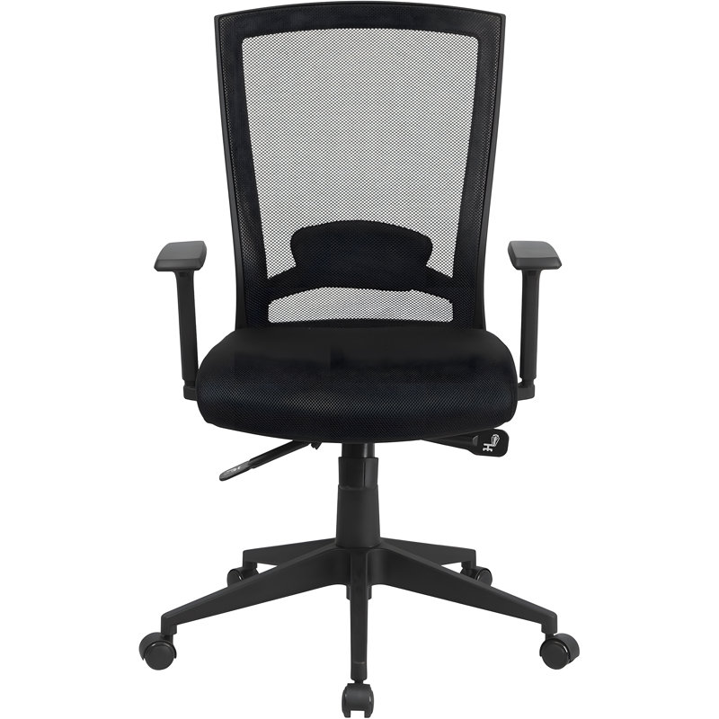 ErgoFlex Mid-Back Black Mesh Swivel Executive Office Chair with Adjustable Arms
