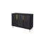Armoire de rangement à 3 portes, buffet Buffeet avec tablettes réglables, porte en métal à motif hexagonal transparent pour le salon, la salle à manger, la cuisine, l'entrée