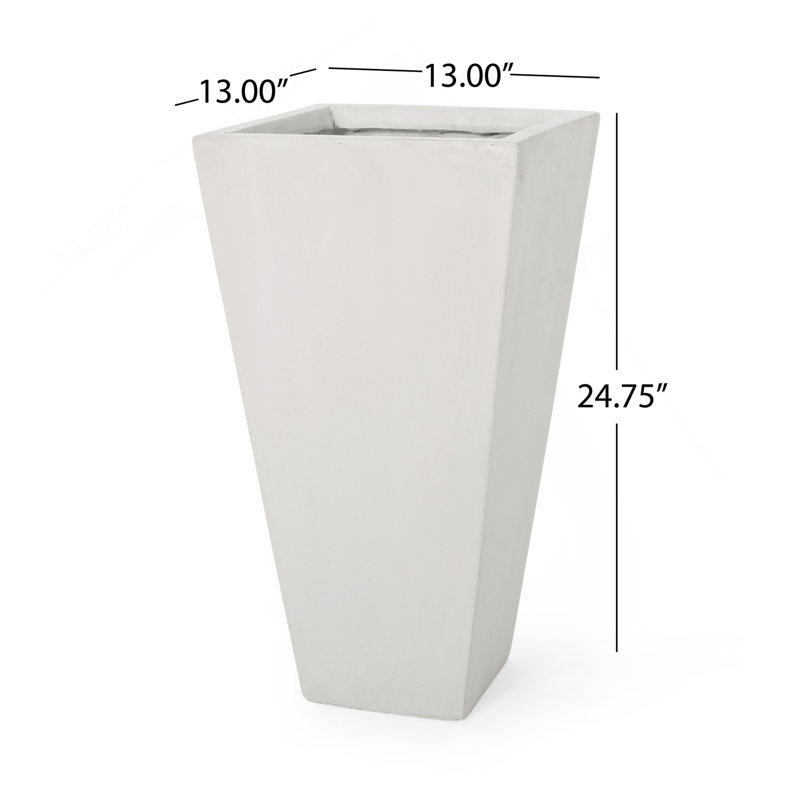 Petit pot à fleurs 13 po MGO, H 24,75 po x l 13 po x P 13 po, Blanc mat