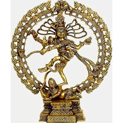 Handcrafted Brass Nataraja Statue, 16 in. Dancing Shiva Figurine     Hindu Mythological Decor for Meditation Room & Home Altar