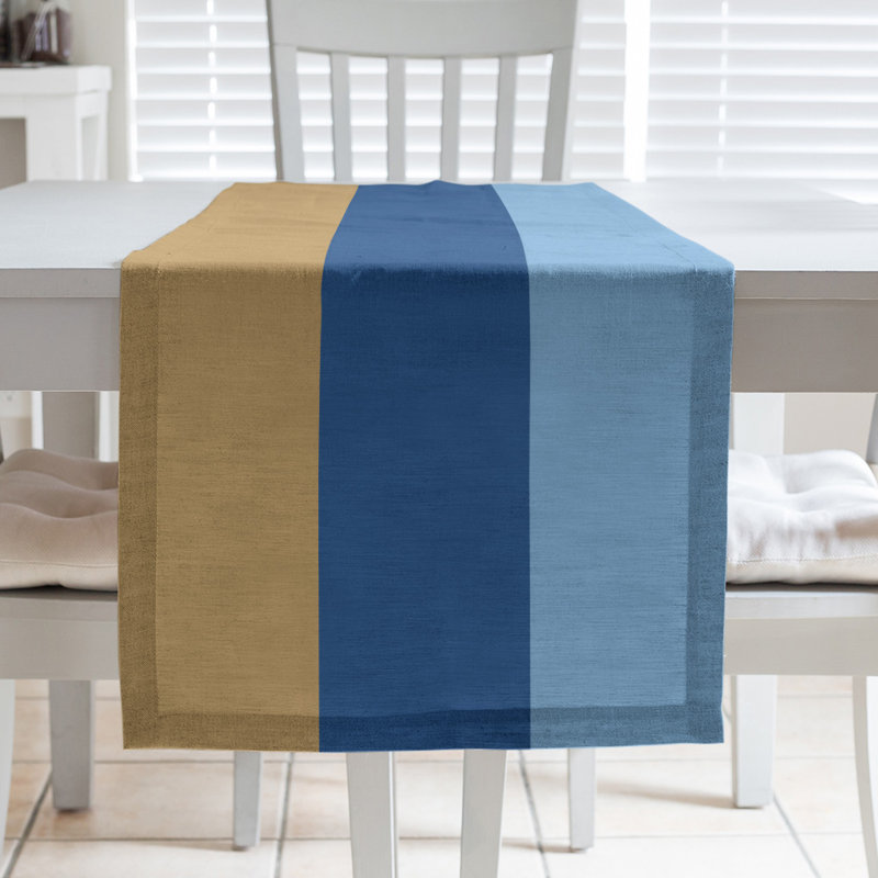 Chemin de table Seattle, Kansas, 90 po x 16 po, Or / bleu royal / bleu poudre
