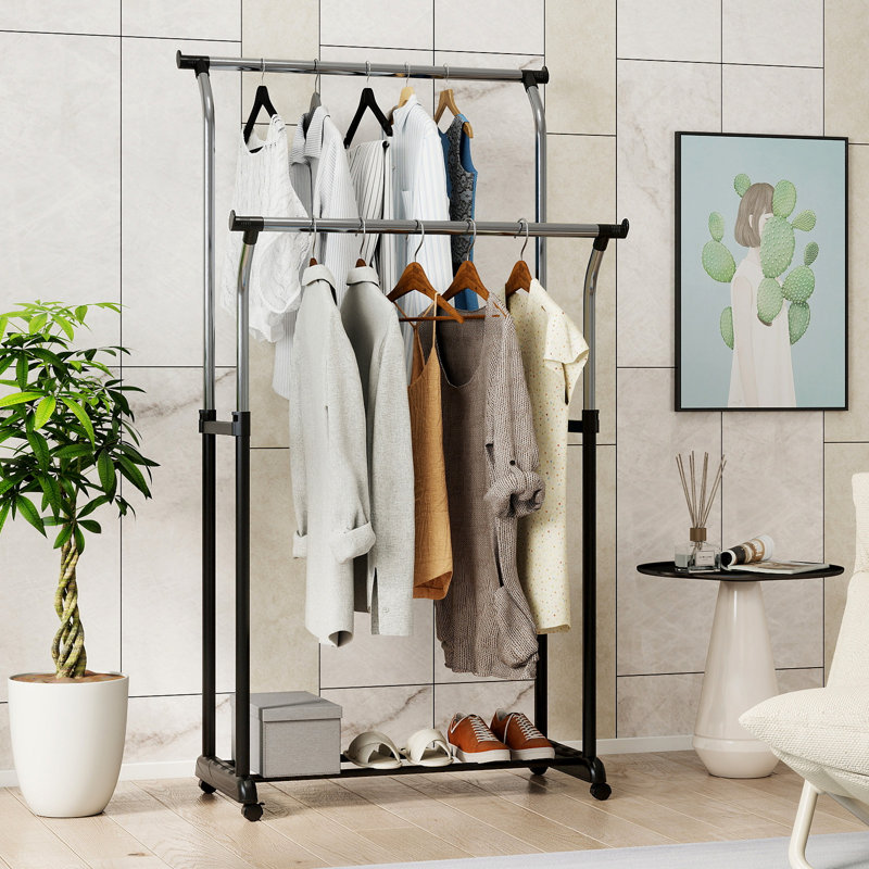 Portant à linge roulant à hauteur réglable, support en métal robuste pour la lessive