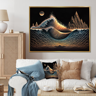 «Abstract Seascape Of Soundwaves In Retro Blue I», reproduction sur toile