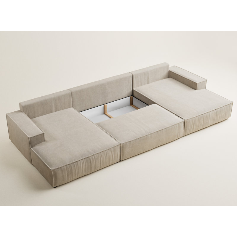 6 Seater Reclining Corner Sofa , Beige