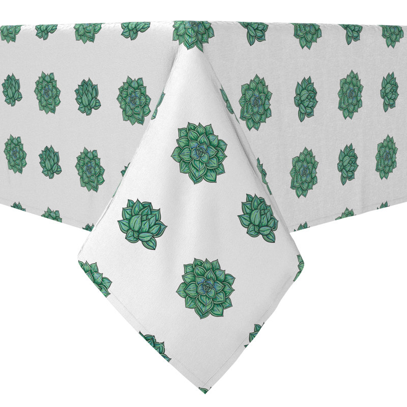 Rectangular Floral Cotton Twill Tablecloth