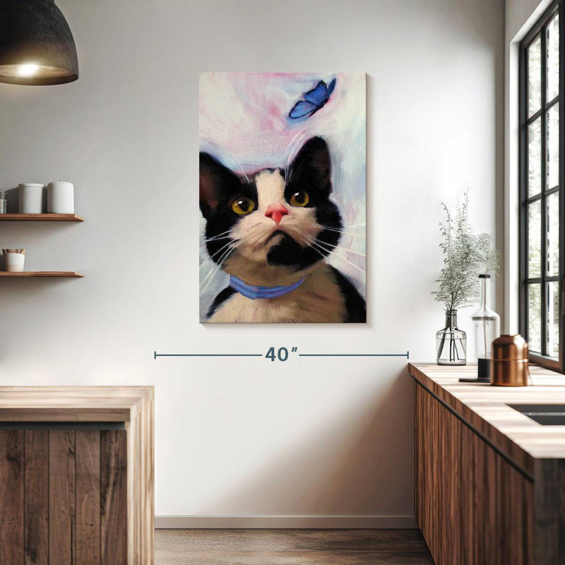Chat et papillon Brampt, H 39 po x l 26 po