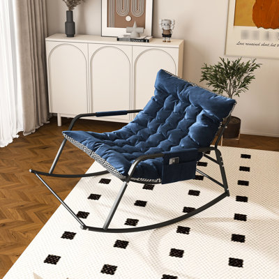 Chaise berçante toutes saisons avec rangement, coussins et accoudoirs, fauteuil ergonomique respirant pour une utilisation intérieure / extérieure