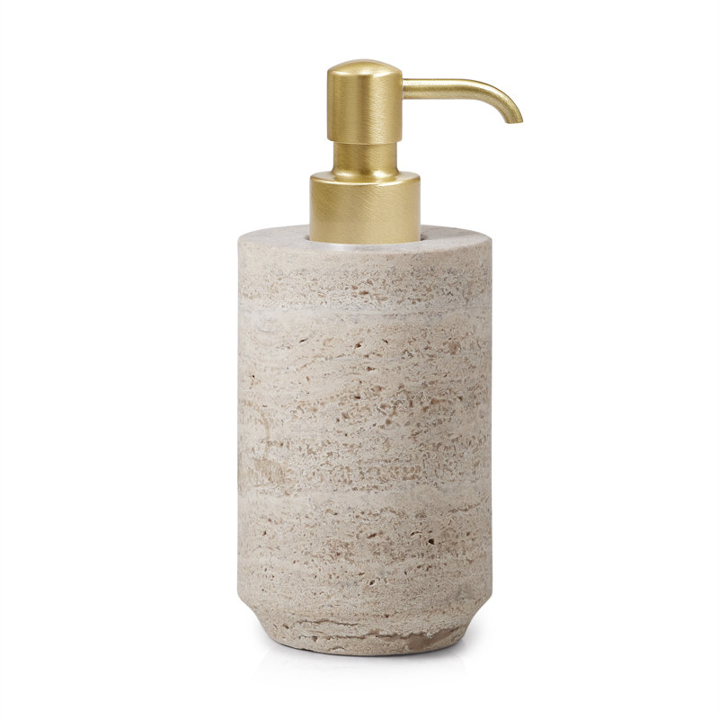 Aztec Marble Soap Dispenser, Brushed Brass