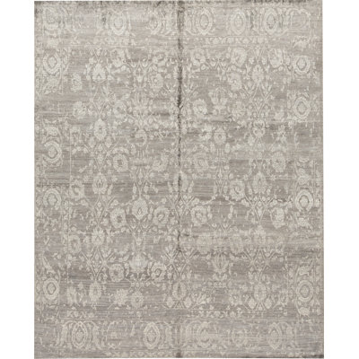 Damask Area Rug in Dark Gray