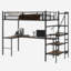 Lit mezzanine avec bureau en forme de L, grand espace de rangement et compartiments de rangement, structure de lit robuste avec escalier, garde-corps continu, peu encombrant, silencieux, sans ressorts éléphants requis