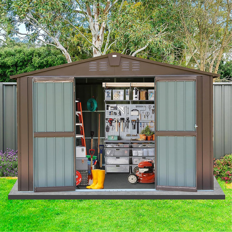 Remise de rangement extérieure, H 76,57 po x l 118,43 po x P 95,12 po, Brun
