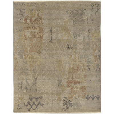 Tapis décoratif kaki noué à la main Soma