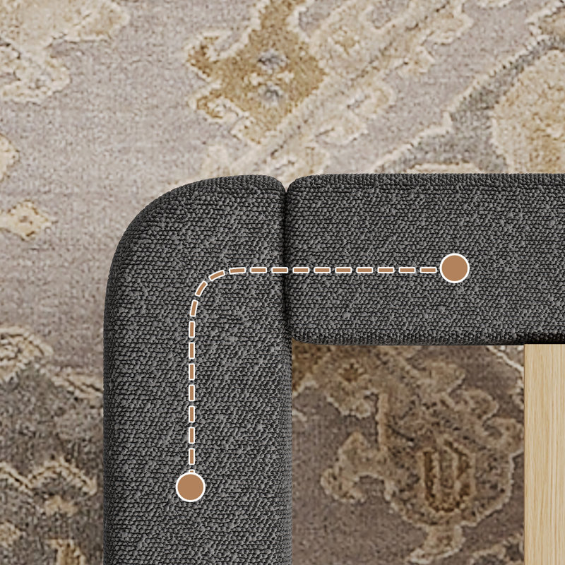 Base de lit plateforme Manfrid, collection Cloud avec revêtement Boucle et tête de lit arrondie, pied de lit épaissi, Gris