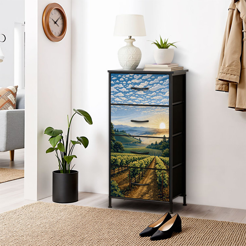 4 Drawer Dresser for Bedroom, Narrow Chest of Drawers, Wooden Top and Study Iron Frame 18"x37.5"-(WxH)